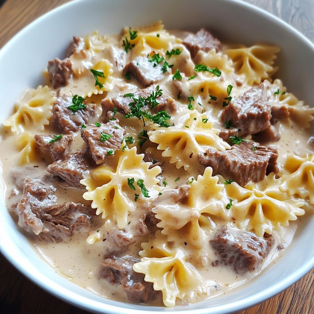 Creamy Beef and Bowtie Pasta - the flavor recipes